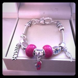 Silver-Tone “WALK” Ribbon Bracelets